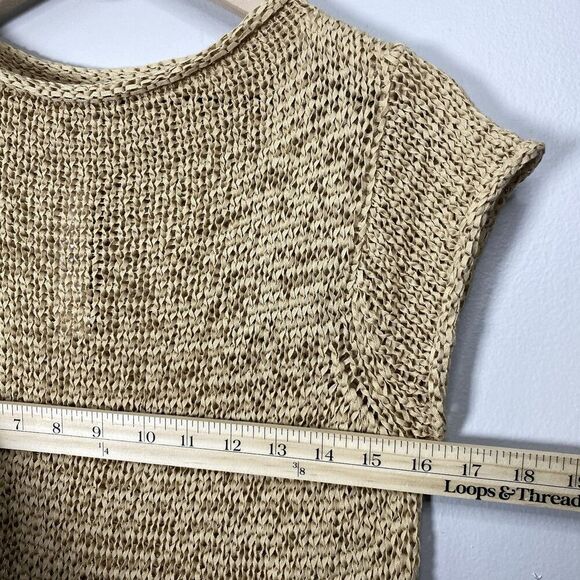J. Crew Textured Sweater Tee women LARGE tan camel neutral NEW WITH TAGS - Picture 4 of 9